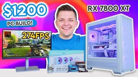 $1200 Gaming PC Build 2024! 😄 [All-White RX 7800 XT Build w/ 1440p Benchmarks]