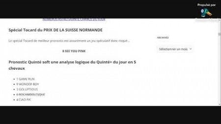 le quinte dans quelques instant PRIX DE LA SUISSE NORMANDE 13:55 Réunion 1 Course 1 - DEAUVILLE PLAT