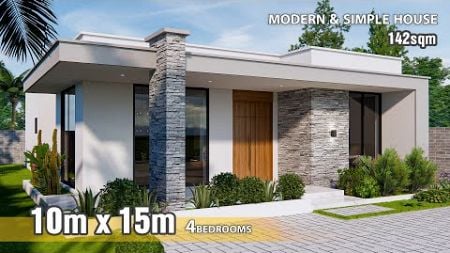 Modern House Design | 10m x 15m House plan | 4Bedrooms