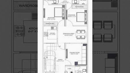 2BHK House Plan with car parking