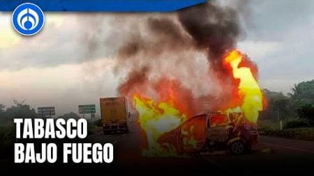 Tabasco en llamas: motines, quema de tiendas y autos, así amanece el estado de AMLO