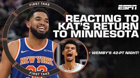 KAT’s SENSATIONAL return to Minnesota ⭐ Wembanyama’s MONSTER 42-PT night 😤 &amp; more! | First Take