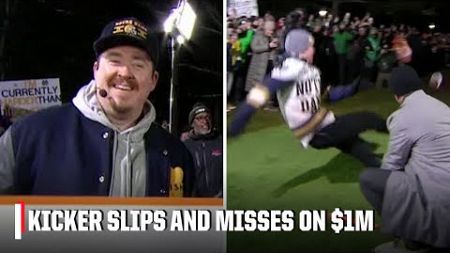 GameDay kicking contestant SLIPS and misses out on $1,000,000 😬