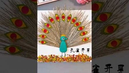 Peacock 🦚 craft by leave 🪴❤️🌼 #diy #craft #islamicvideo #shortvideo drawing by snighda