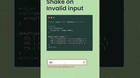 Invalid input shake animation using HTML CSS #webdesign #webdevelopment #htmldesign #coding #shorts