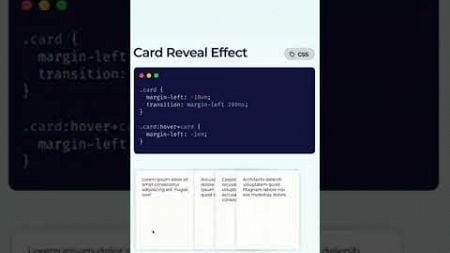 CSS Card Reveal Effect using HTML CSS #shorts #shortsfeed #webdesign #webdevelopment #coding #css3