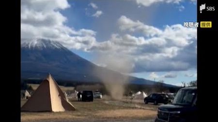 砂ぼこりを舞い上げながら…富士山麓のキャンプ場でつむじ風か 50代女性が額に軽いけが＝静岡・富士宮市【詳報】