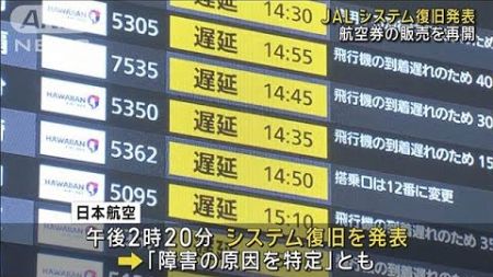 JALシステム復旧発表　航空券の販売を再開(2024年12月26日)