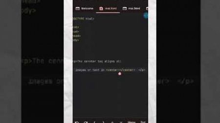 Using &quot;Center tag&quot; . #HTML #CSS #Java script #shorts #Web design #Center tag
