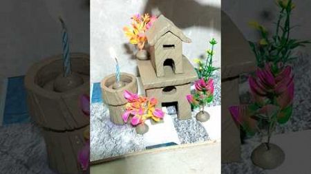 Beautiful mini clay Home destroying with natural clay #craft #clayhouse #diy #art #greenscreen #