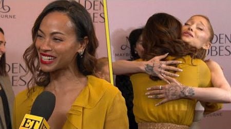 Zoë Saldaña RUNS to Hug Ariana Grande Mid-Interview! (Exclusive)