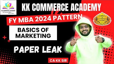 FY MBA Sem 1 | Basics of Marketing | Paper Leak | Question Bank | Paper Pattern