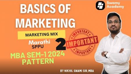 BASICS OF MARKETING-MBA 1ST SEM | 2024 PAT | Marathi | Nikhil Swami Sir