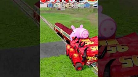 Angry Peppa Train vs Big and Small McQueen Cars : Cringe Pixar cars! - BeamNG.drive