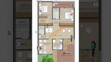 166 Gajj me 2 Bedroom ka Naksha | 2BHK House Plan | 30 by 50 Feet House Plan #houseplan #viral