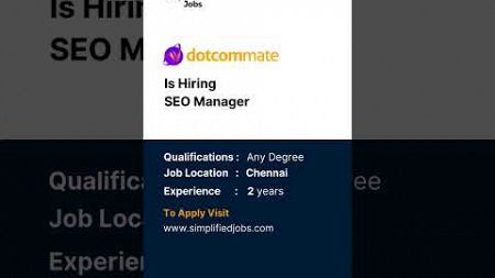 dotcommate is hiring SEO Manager - Simplified jobs