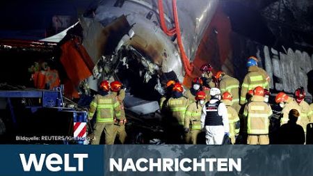 FLUGZEUG-CRASH IN SÜDKOREA: Einsatzkräfte vermuten Vogelschlag als Unglücksursache | WELT STREAM