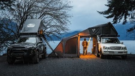 Rainy Winter Camping with iKamper Skycamp DLX &amp; Annex Plus [ASMR, LX470, 4Runner] | S2-Ep2