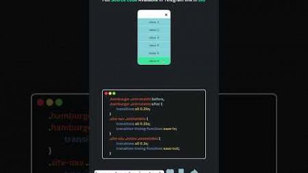 🍔 Hamburger Menu 2025! 💻✨ | Modern Navigation Design in 60 Seconds||#shorts #shortvideo #coding #js