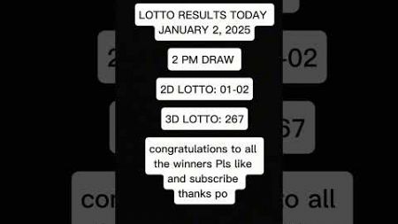 Lotto results today January 2, 2025 2pm draw #lottoresulttoday #youtubeshorts