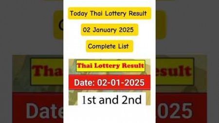 Thailand Lottery result today 2 January 2025 #thailottery #shorts #short #shortvideo