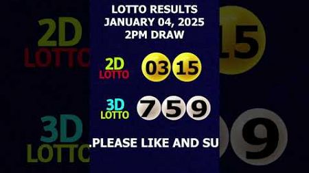 Lotto Result January 04, 2025 2pm Draw #shorts