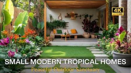 Sustainable Small Modern Tropical Homes with Lush Side Yard Garden and Backyard Landscaping Ideas