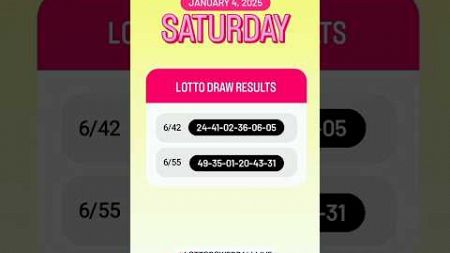 6/42 6/55 Live Draw Lotto Result | January 4, 2025 Saturday 9 PM #lottoresulttoday #shorts