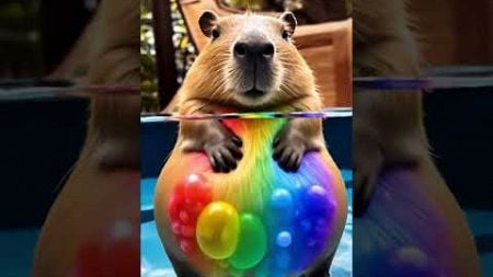 beautiful but it&#39;s a bit awkward #cute #capybara #funny #raccon #animals#asmrvideo