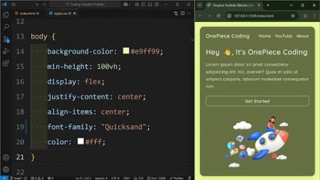 Create a Simple Portfolio Design Using Only HTML &amp; CSS - No Talking | With Source Code