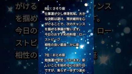 肉料理で運気UP！1月8日の星座ランキングと開運のヒント✨ #星座占い #肉料理で開運 #2025年運勢