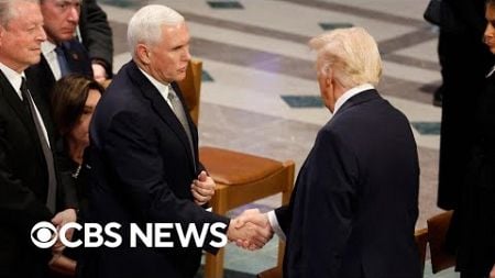 Trump, Pence shake hands at Jimmy Carter&#39;s funeral