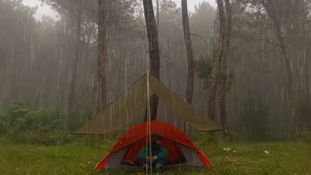 RAINY CAMP 🌧🌩 SOLO CAMPING IN LONG HEAVY RAIN - RELAXING CAMPING HEAVY RAIN