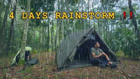 4 Days in THUNDERSTORM‼️4 Days in Heavy Rain with Thunderstorm Camping‼️