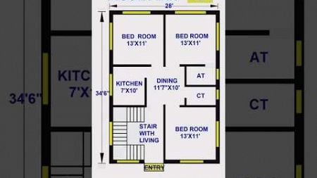 Simple best 3bhk house plan design || floor plan #shorts #home #housedesign #houseplan #floorplan