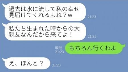 【LINE】私の婚約者を奪った幼馴染から結婚式の招待「親友なんだから来てよ！」私「もちろん行くわよ」→結婚式当日、私の隣にいた人物を見た新郎がパニックにwww【スカッとする話】