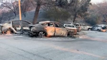 Así es como quedaron los autos alcanzados por el fuego en Palisades